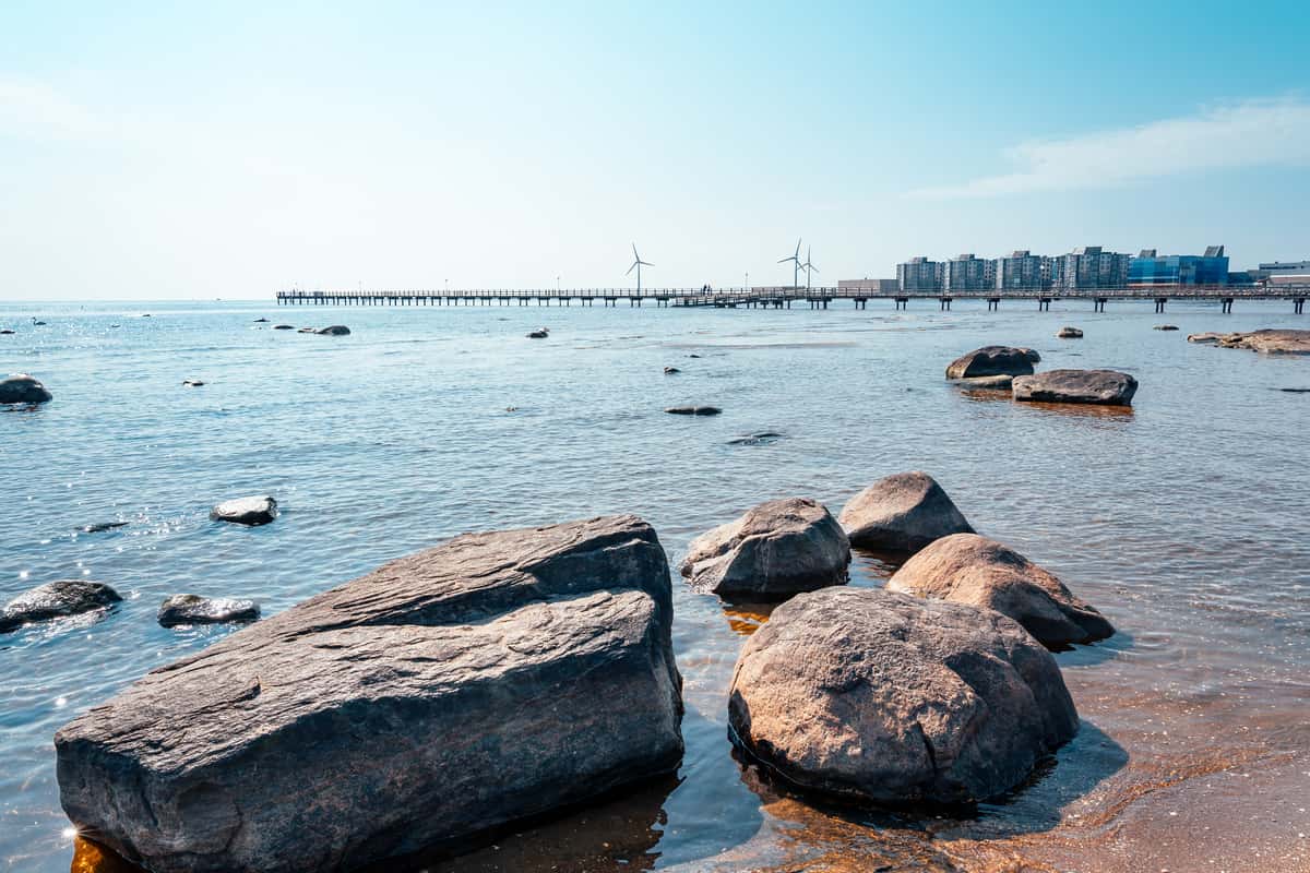 Utsikt från en strand i Falkenberg