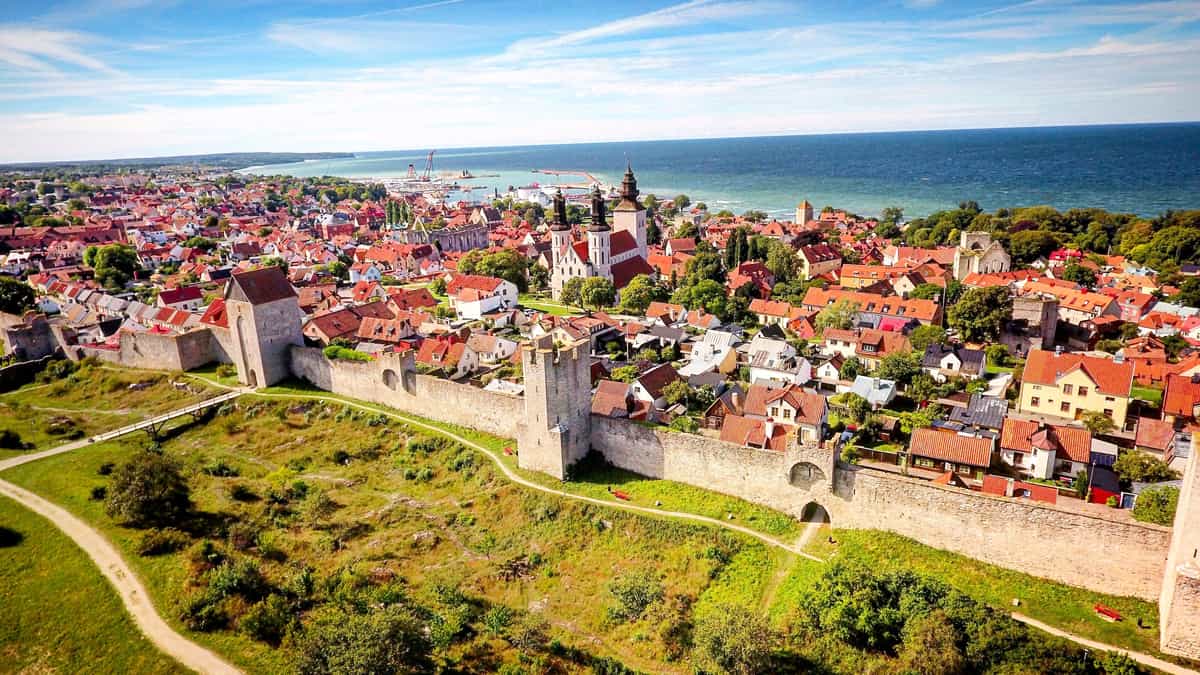 Vy över Visby på Gotland