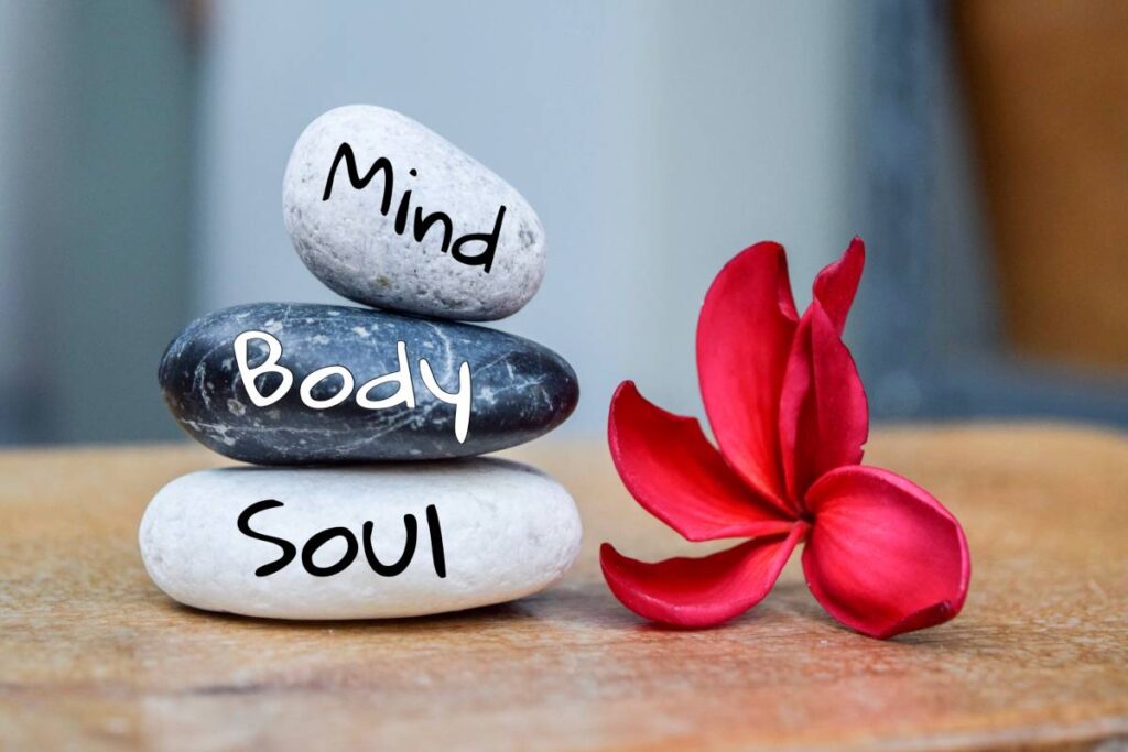 Stenar med orden mind, body och soul