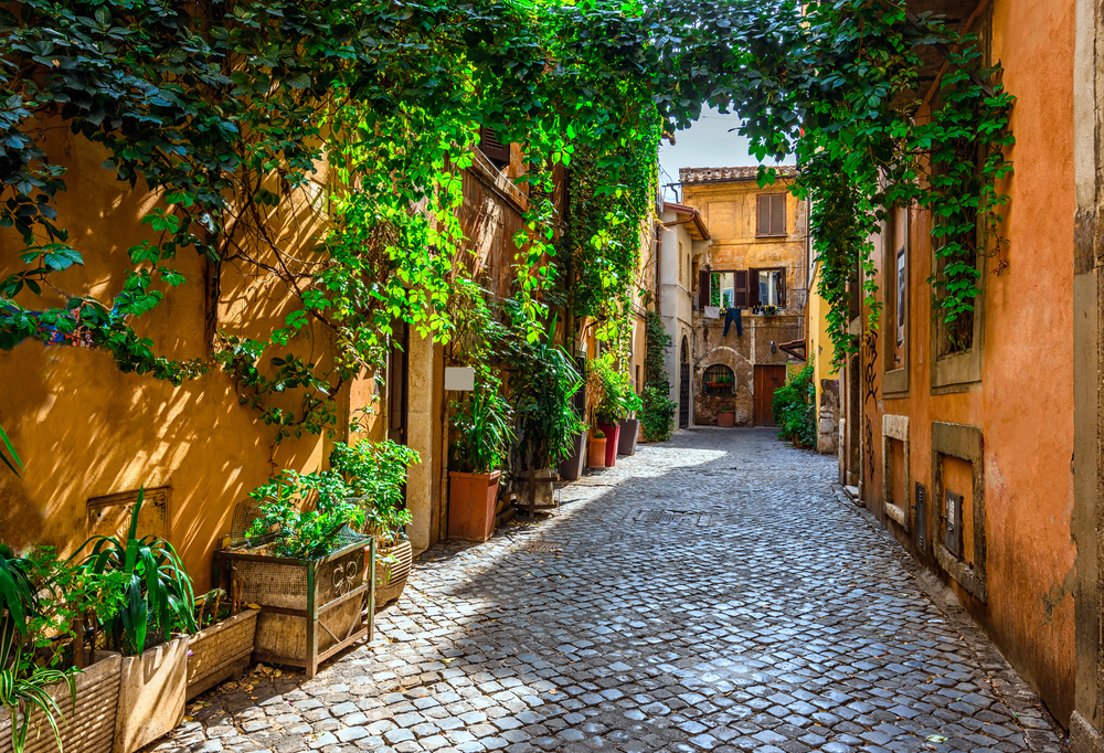 En gata i stadsdelen Trastevere i Rom